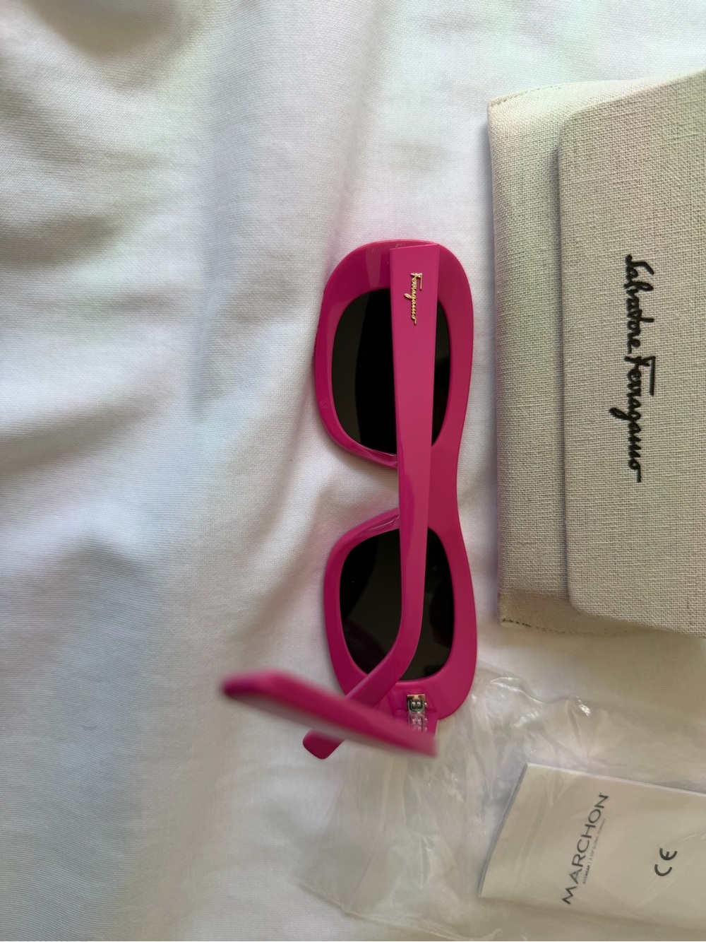 Salvatore Ferragamo Hot Pink Oversized Rectangular Sunglasses